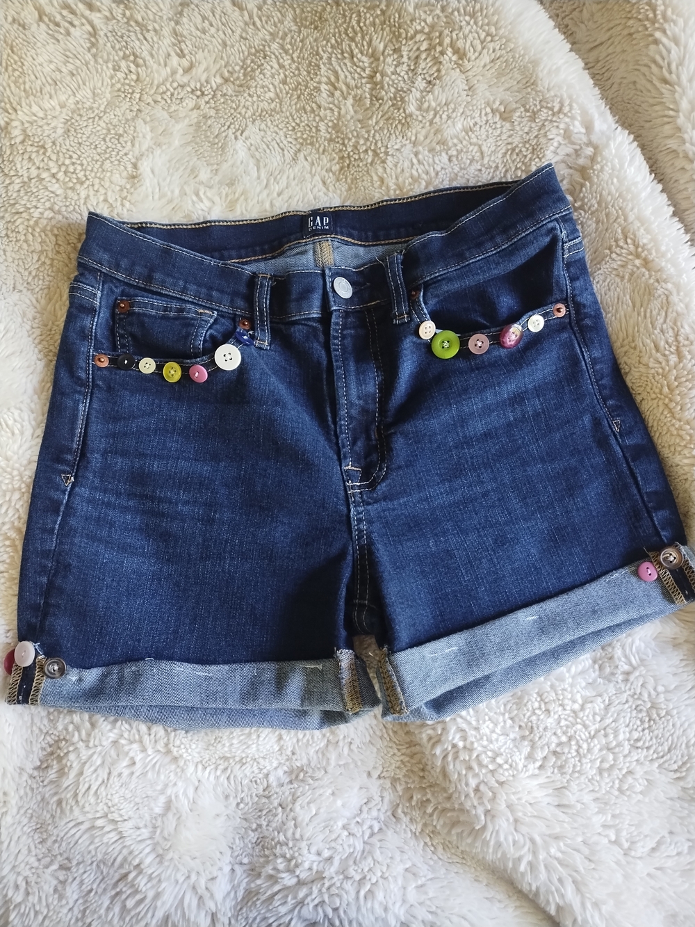 GAP Dark Blue Denim Button-Embellished Women’s Shorts